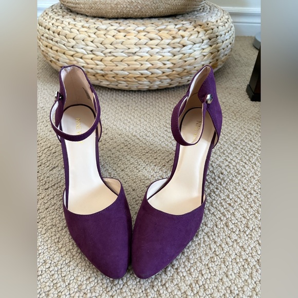 Nine West Deep Purple Suede Ankle-Strap Block Heels - Picture 3 of 4